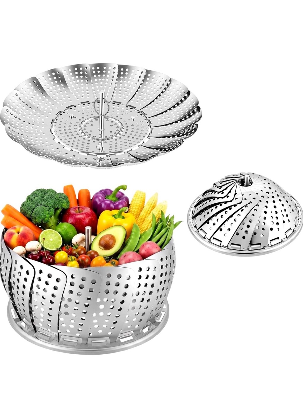 Stainless Steel Vegetable Steamer Basket - Silver